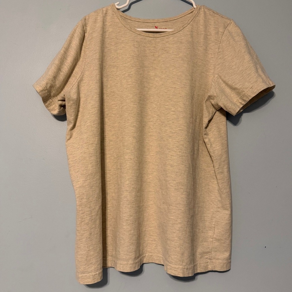 Woman Within Women's L 18/20 Oatmeal Heather Crew Neck Short Sleeve T-Shirt 2023